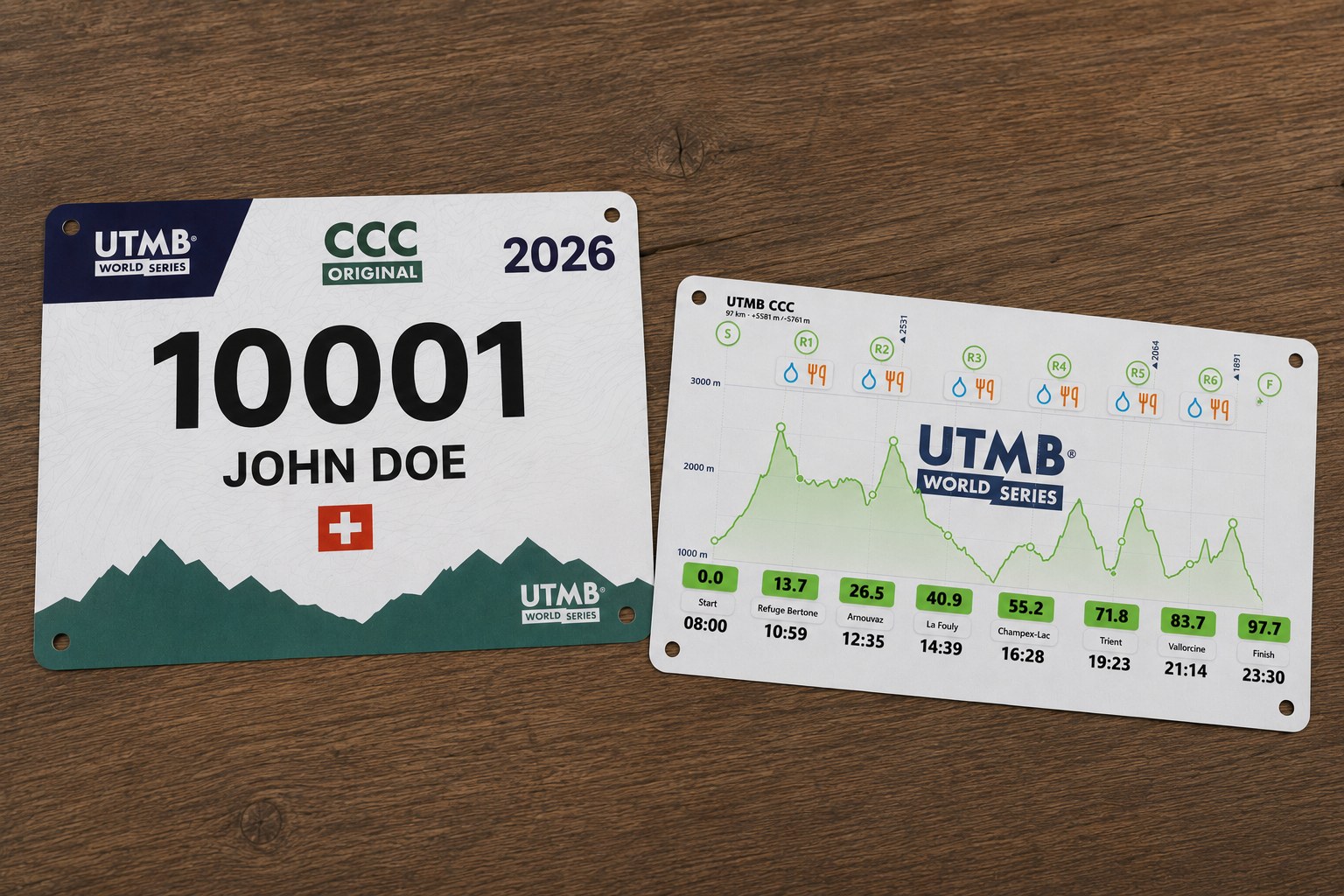 Runner flipping their race bib to read the SeeURace sticker printed behind it